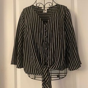 Black and White Vertical Stripe Crop Top